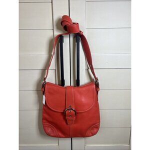 Vintage Coach (2003) Red Coral Soho Shoulder/Crossbody Hobo Flap Purse 9480